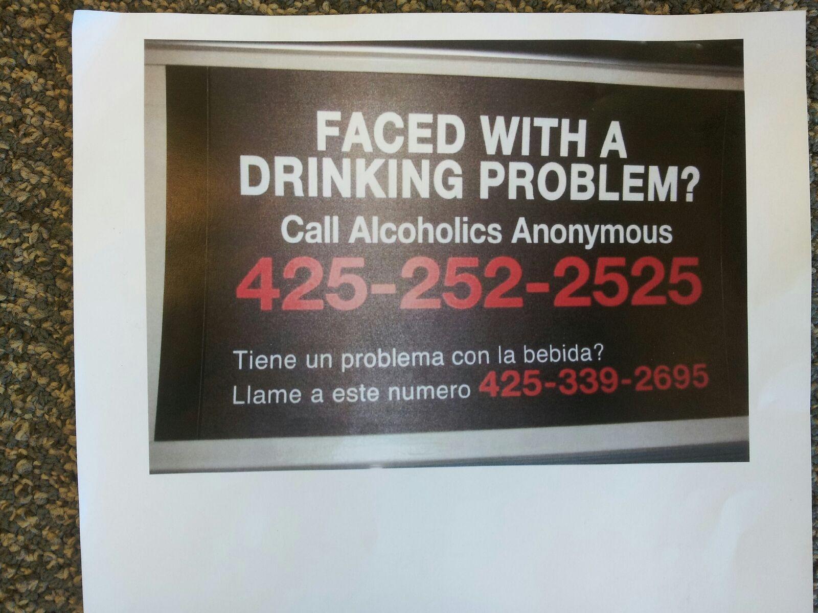 Bus Sign With Alcoholics Anonymous Number